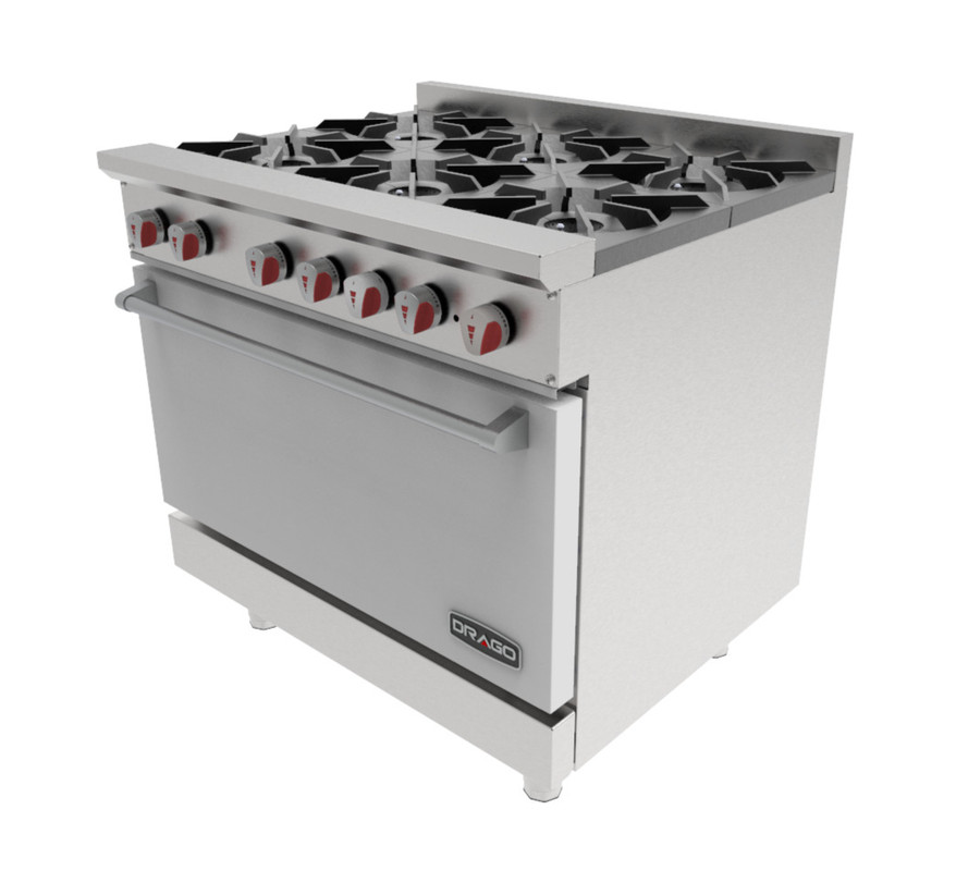 Estufa de 6 quemadores con horno Drago 