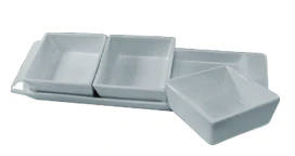 Juego de 3 salseras con base de porcelana de 30x9 cm *ARC