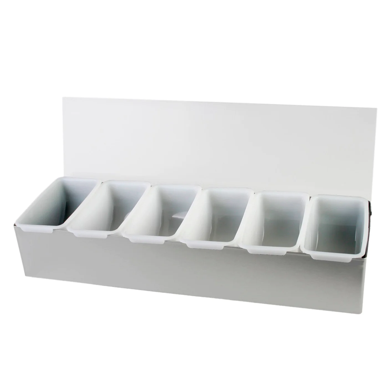 Condimentero de acero de 6 insertos Tablecraft