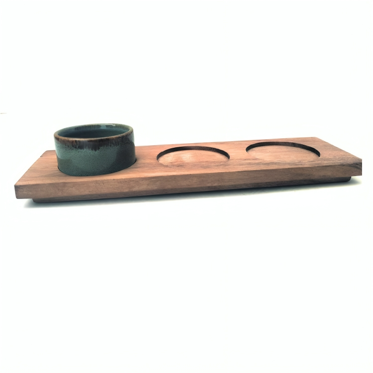 Base salsera de parota de 3 pz para ramekin redondo Oh my wood