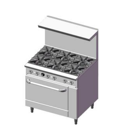 ESTUFA COMERCIAL A GAS DE 6 QUEMADORES Y HORNO CON RESPALDO